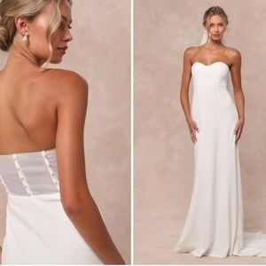 Lulu's Elegant White Strapless Dress